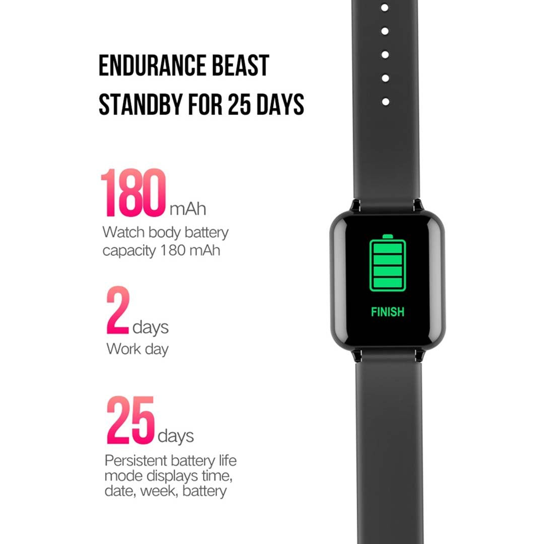 NNEAGS Fitness Smart Watch Heart Rate Monitor With 2X Wrist Band Replacement Strap