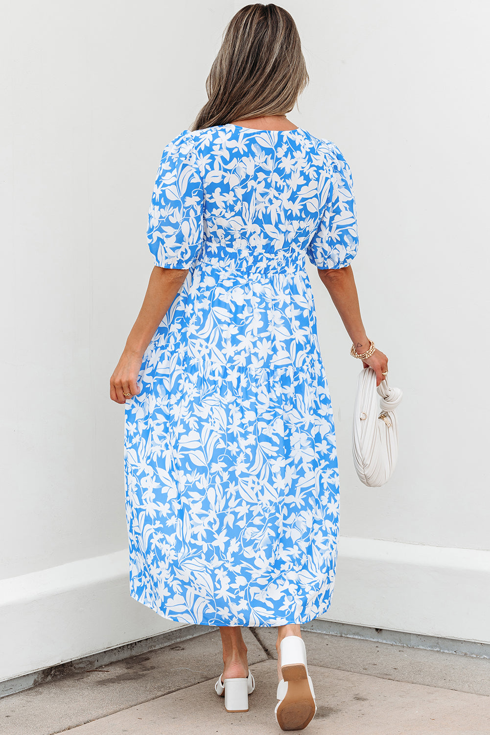 Shannon Floral V Neck Long Dress-1
