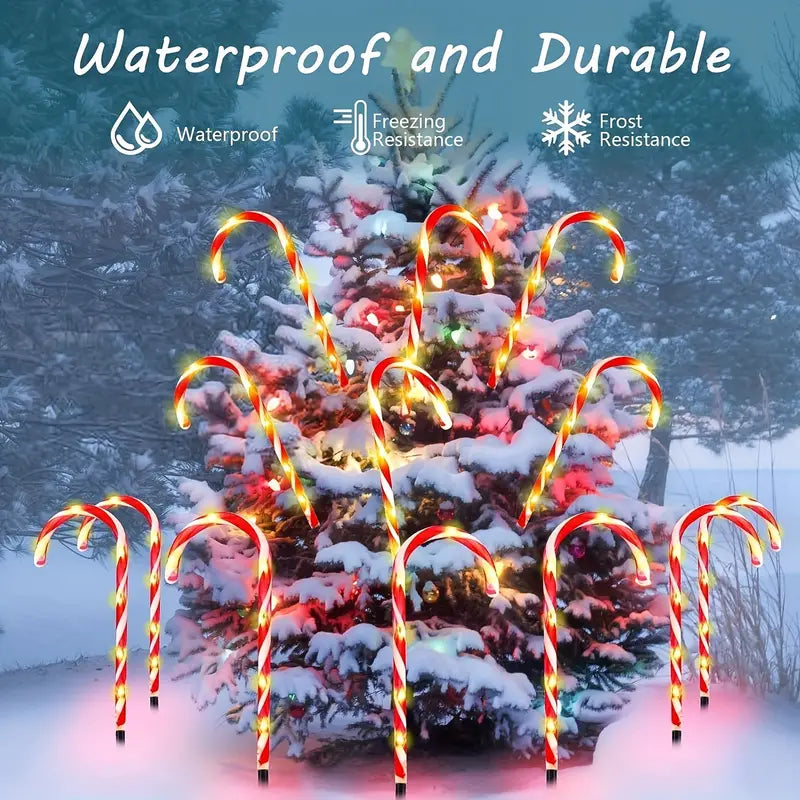 Set of 5 Solar-Powered Candy Cane Pathway Lights-4