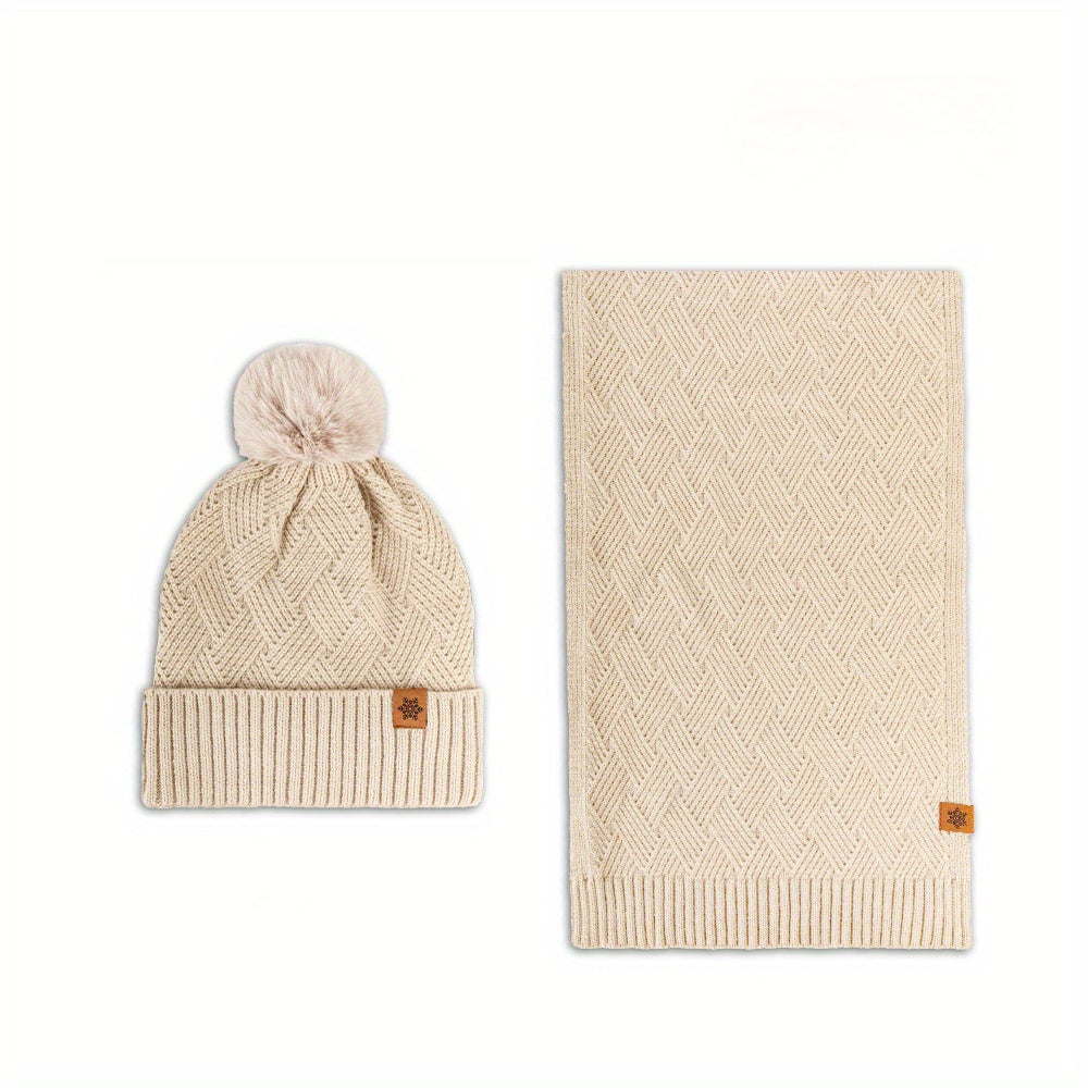 Women's Winter Cashmere Hat and Scarf Set-1