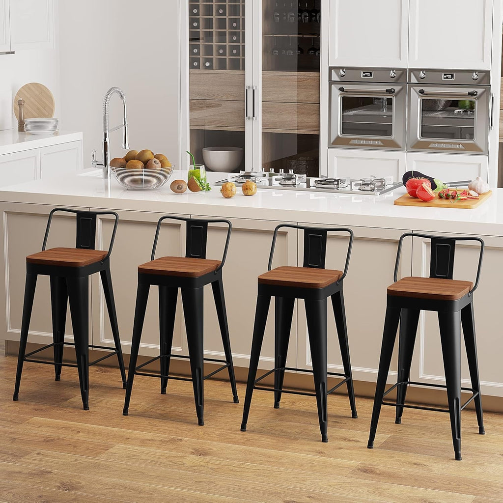 Modern Stackable Metal Bar Stools Set of Four-2