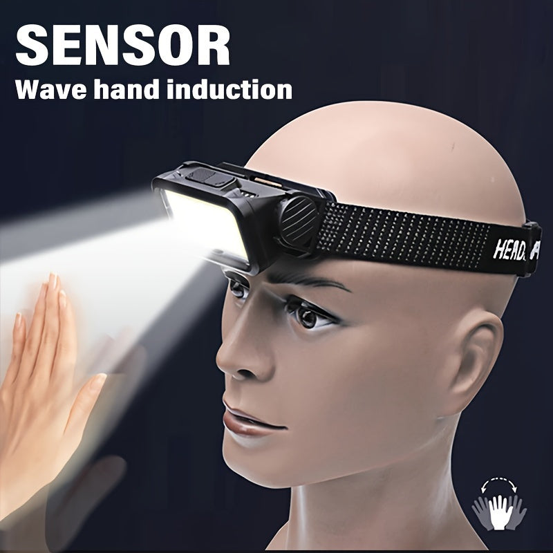 Rechargeable LED Headlamp with Wave Sensor and 4 Modes-1