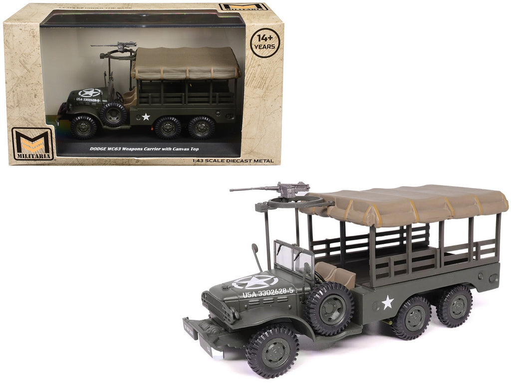 Dodge WC63 Weapons Carrier with Canvas Top Olive Drab "United States Army" 1/43 Diecast Model by Militaria Die Cast-3