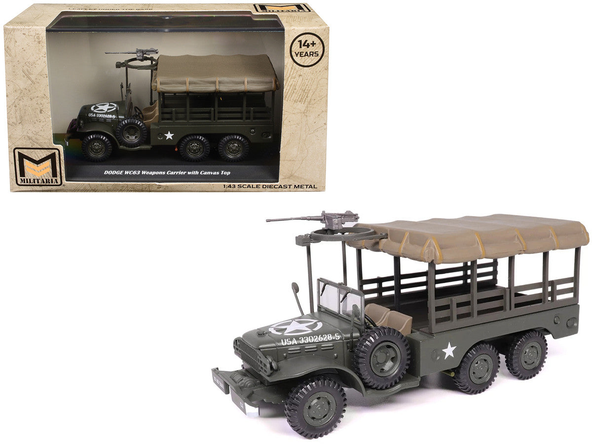 Dodge WC63 Weapons Carrier with Canvas Top Olive Drab "United States Army" 1/43 Diecast Model by Militaria Die Cast-3