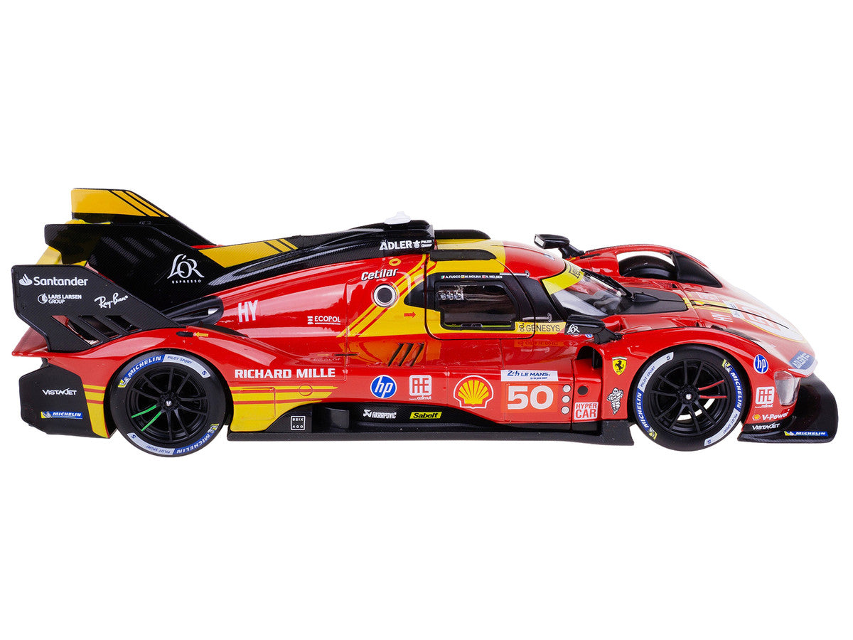 Ferrari 499P #50 Antonio Fuoco - Miguel Molina - Nicklas Nielsen "Ferrari AF Corse" Winner "24 Hours of Le Mans" (2024) "Racing" Series 1/24 Diecast Model Car by Bburago-2