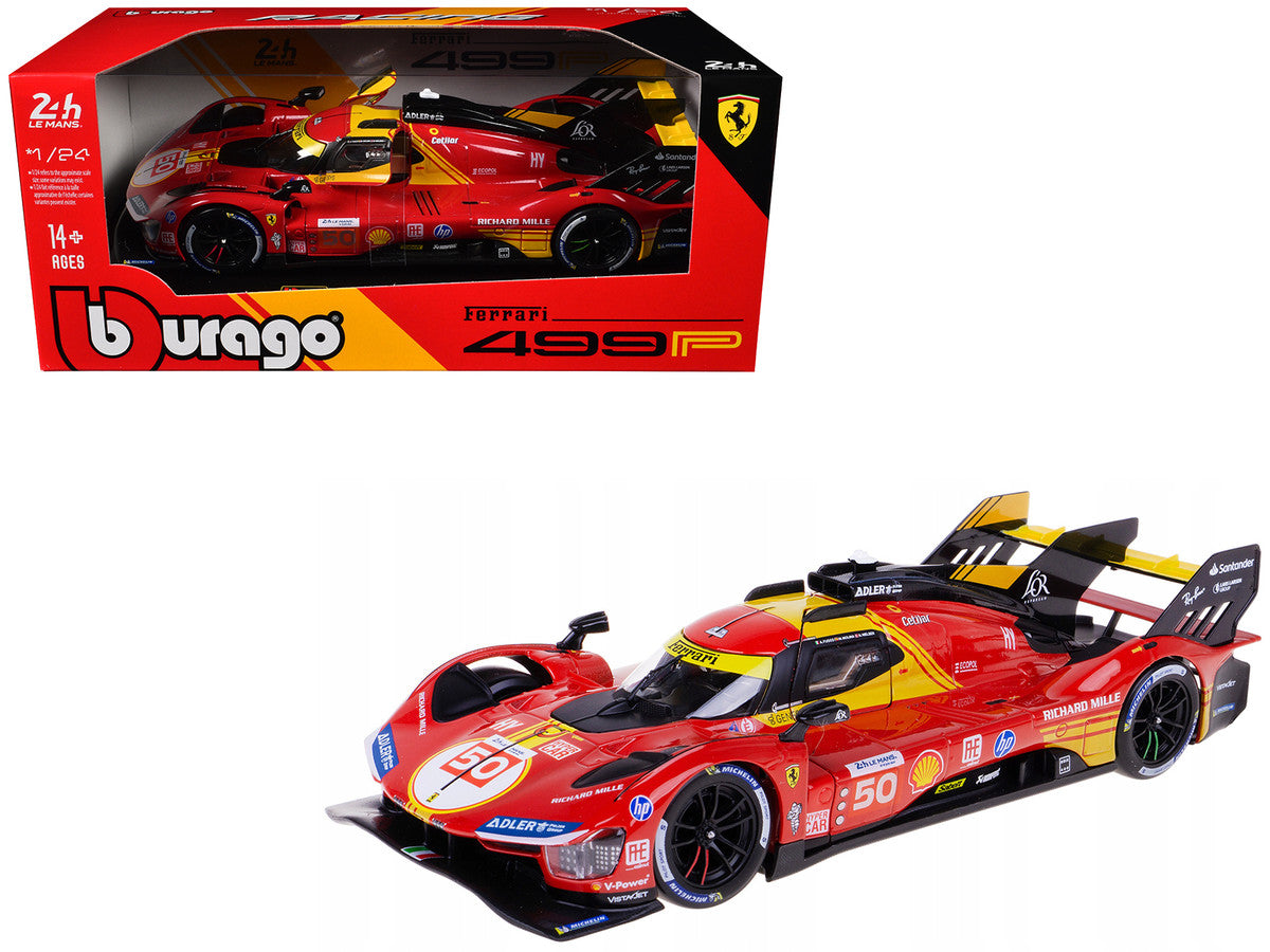 Ferrari 499P #50 Antonio Fuoco - Miguel Molina - Nicklas Nielsen "Ferrari AF Corse" Winner "24 Hours of Le Mans" (2024) "Racing" Series 1/24 Diecast Model Car by Bburago-4