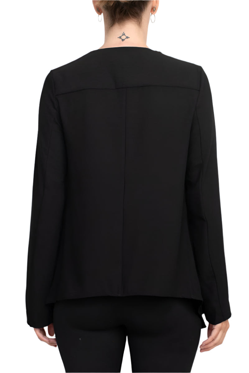 Grace Open Front Long Sleeve Solid Crepe Jacket