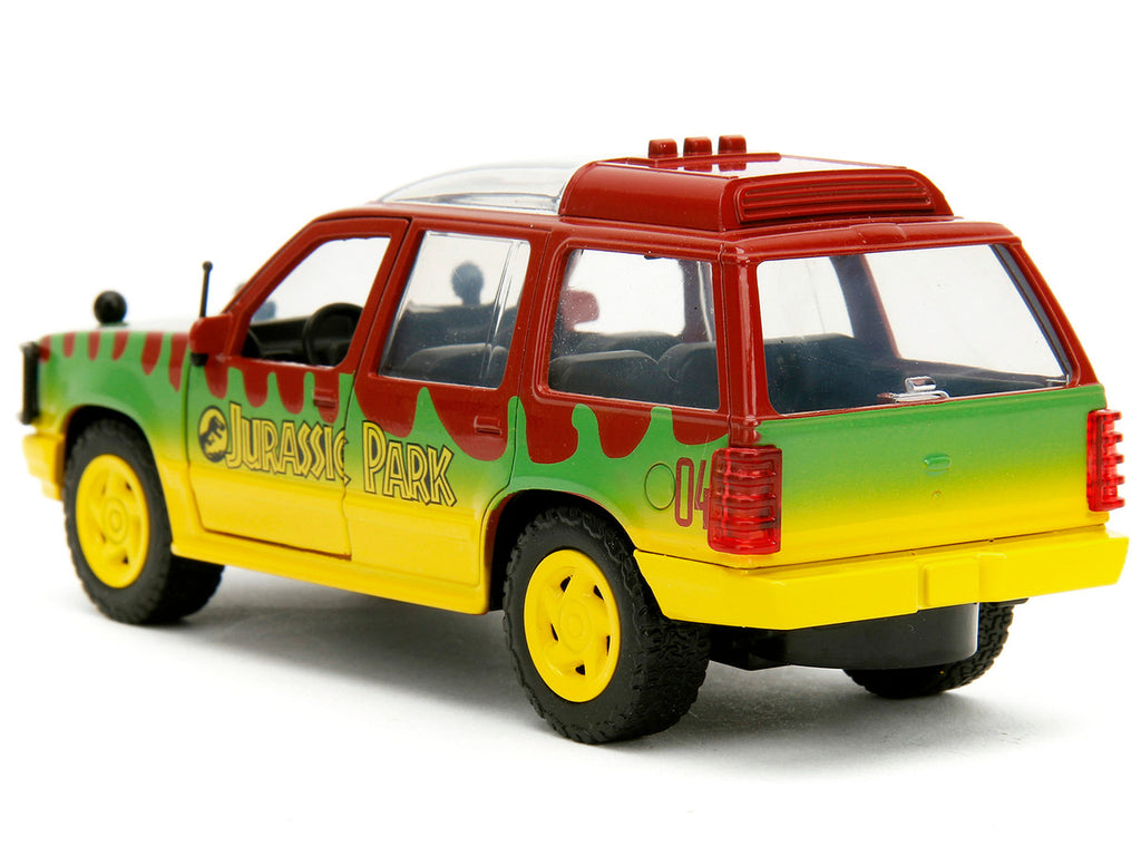 Ford Explorer Red and Yellow with Green Graphics "Jurassic Park" (1993) Movie 30th Anniversary "Hollywood Rides" Series 1/32 Diecast Model Car by Jada-4