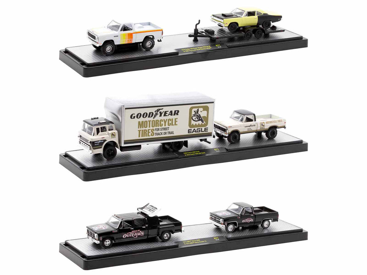 Auto Haulers Set of 3 Trucks Release 77 Limited Edition to 8000 pieces Worldwide 1/64 Diecast Models by M2 Machines-0