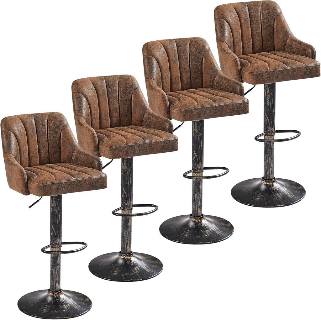 Adjustable Bar Stools Set of Four with Backrest-0