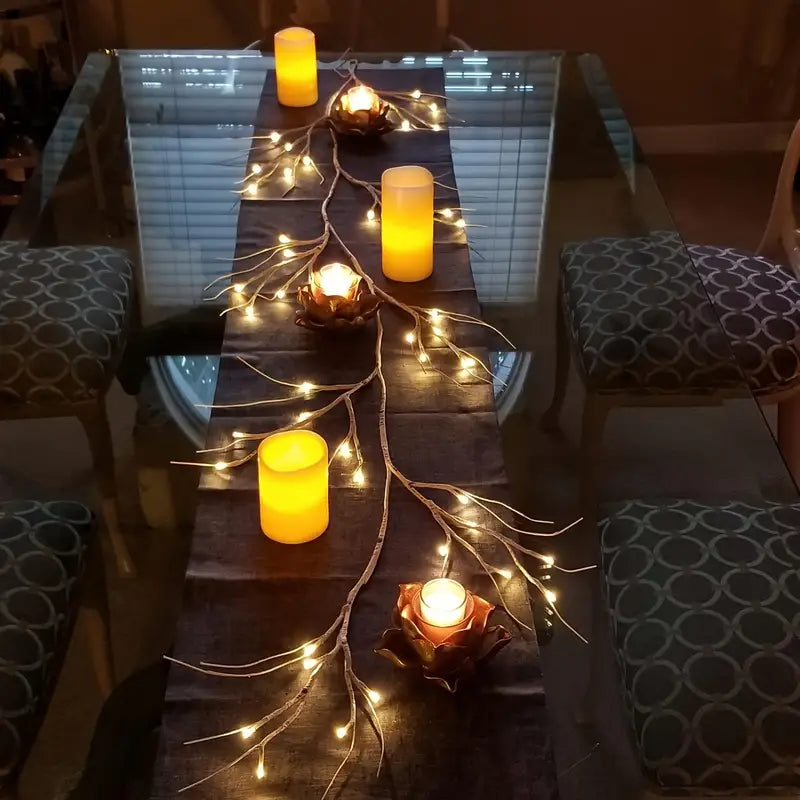 6ft Birch Wreath Garland with 48 LED Lights-2