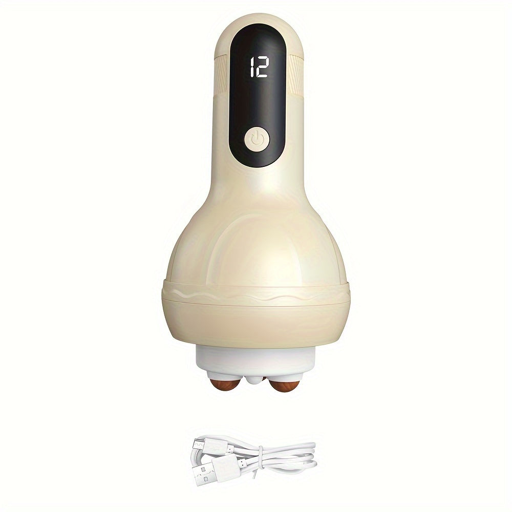 LCD Display Electric Full Body Massager - 12 Gears Adjustment(Cream)-0
