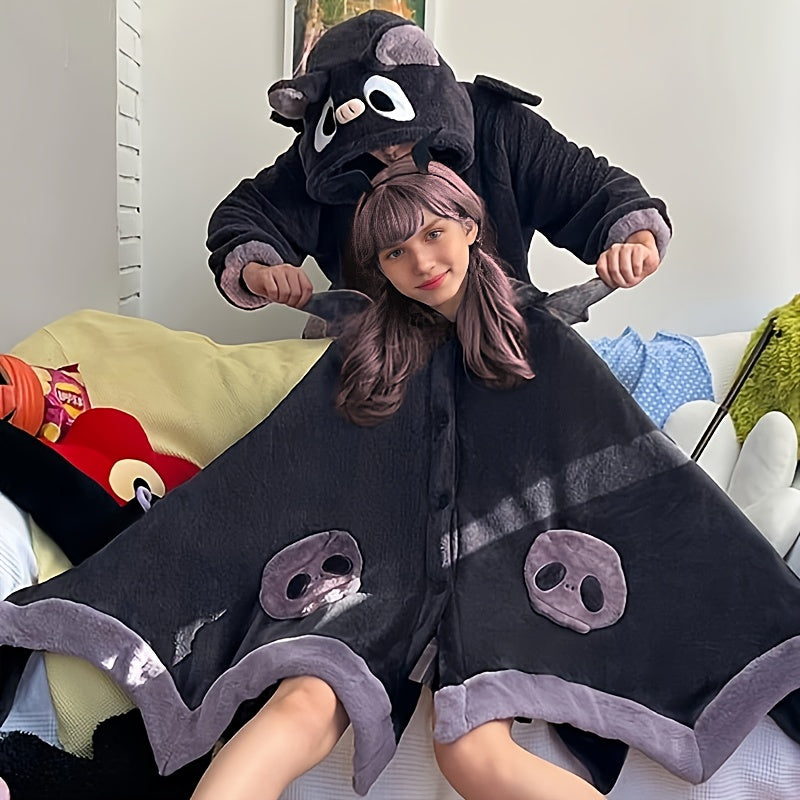 Chill-Proof Cozy Bat-Themed Hooded Wearable Blanket-3