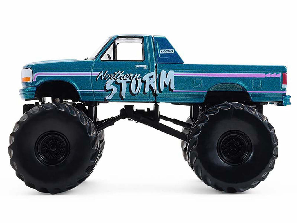 1993 Ford F-250 Monster Truck "Northern Storm" Teal Metallic "Kings of Crunch" Series 16 1/64 Diecast Model Car by Greenlight-0