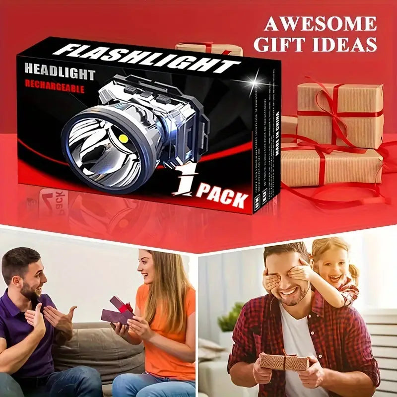 Super Bright USB Rechargeable Camping Headlight-4