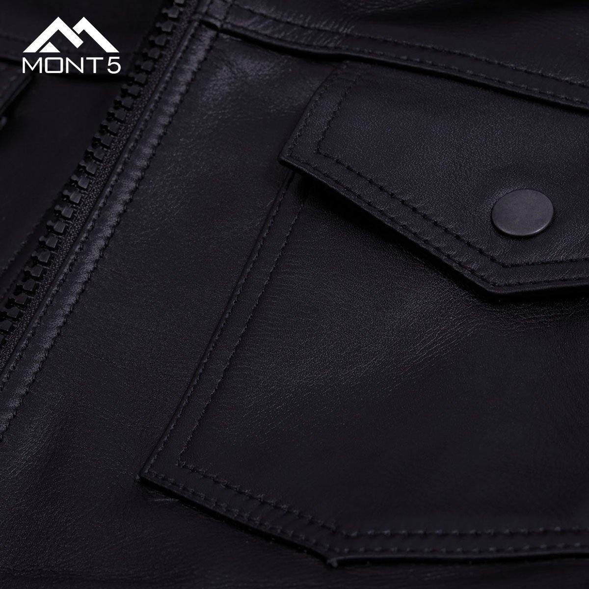 MONT5  Diran Men Black Classic Leather Jacket with Shirt Collar-3