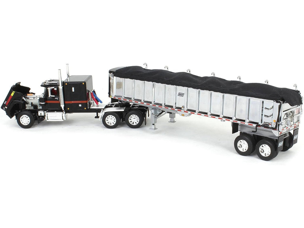 Mack Super-Liner with 60" Flat Top Sleeper and East End Dump Trailer Black 1/64 Diecast Model by DCP/First Gear-1