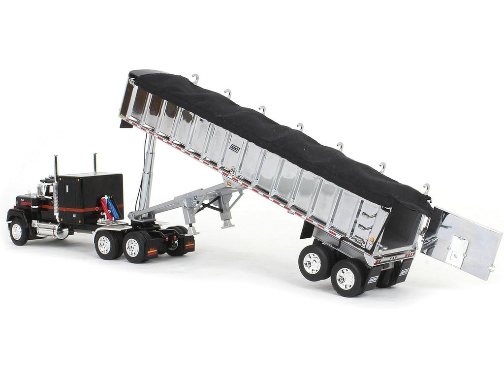 Mack Super-Liner with 60" Flat Top Sleeper and East End Dump Trailer Black 1/64 Diecast Model by DCP/First Gear-0