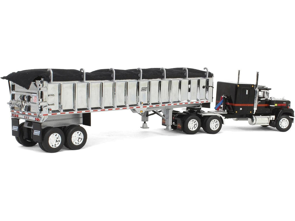 Mack Super-Liner with 60" Flat Top Sleeper and East End Dump Trailer Black 1/64 Diecast Model by DCP/First Gear-2