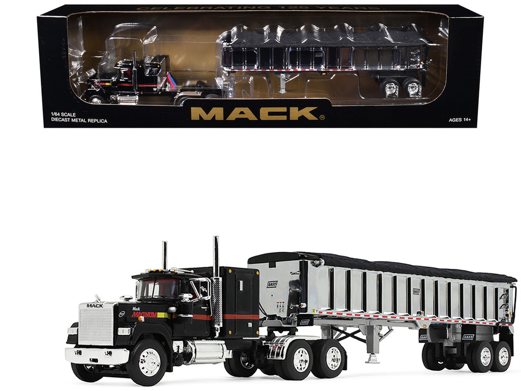 Mack Super-Liner with 60" Flat Top Sleeper and East End Dump Trailer Black 1/64 Diecast Model by DCP/First Gear-3