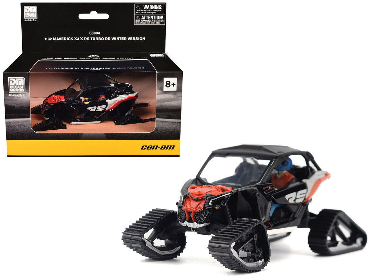 Can-Am Maverick X3 X RS Turbo RR Winter Version Chalk Gray and Magma Red with Driver Figure 1/32 Diecast Model by BRP Models-4