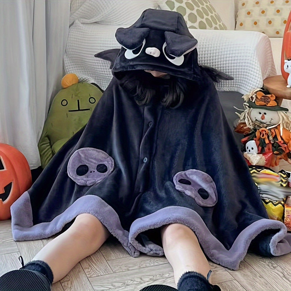 Chill-Proof Cozy Bat-Themed Hooded Wearable Blanket-2