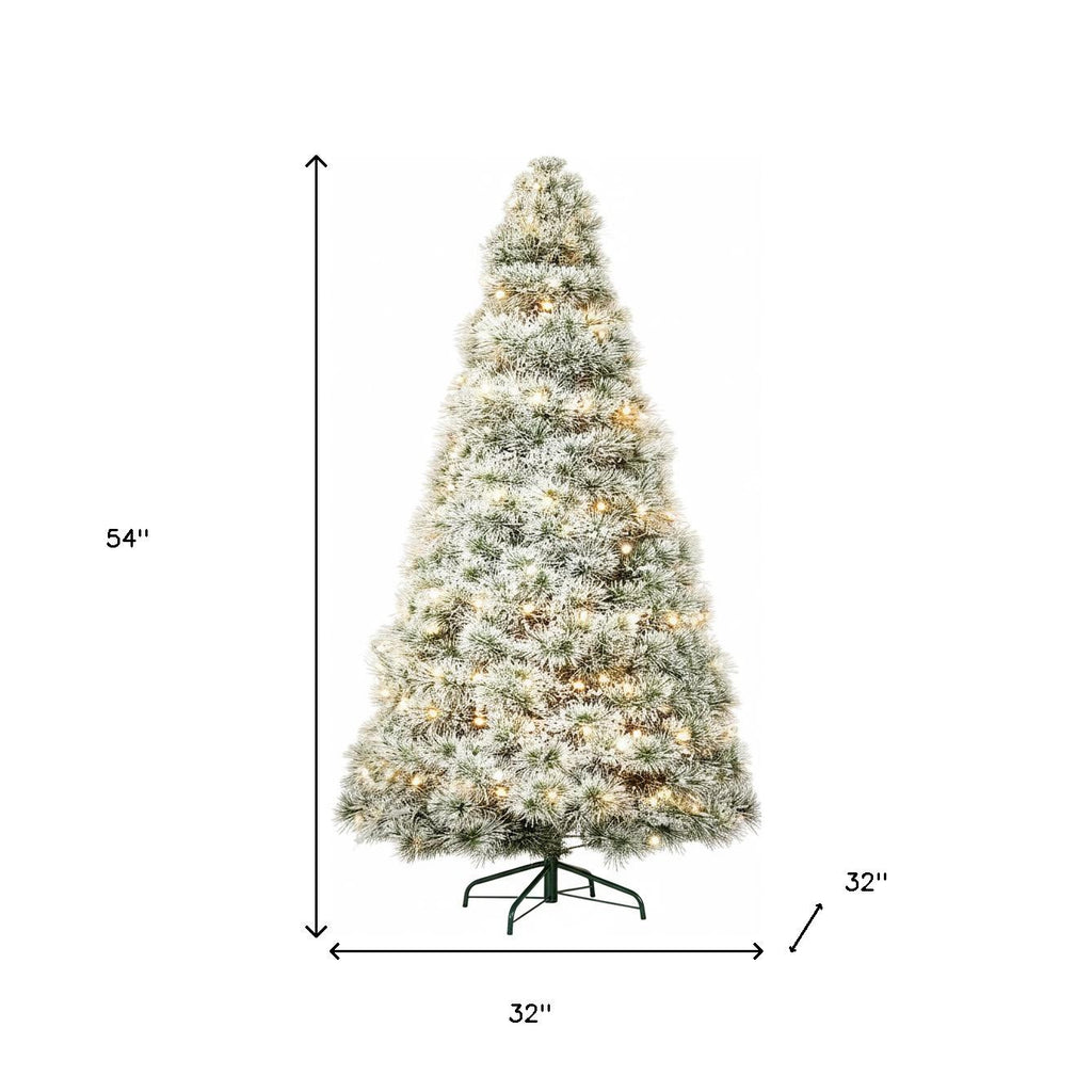 4.5' White Pre Lit Full Spruce Christmas Tree With Decorations-5