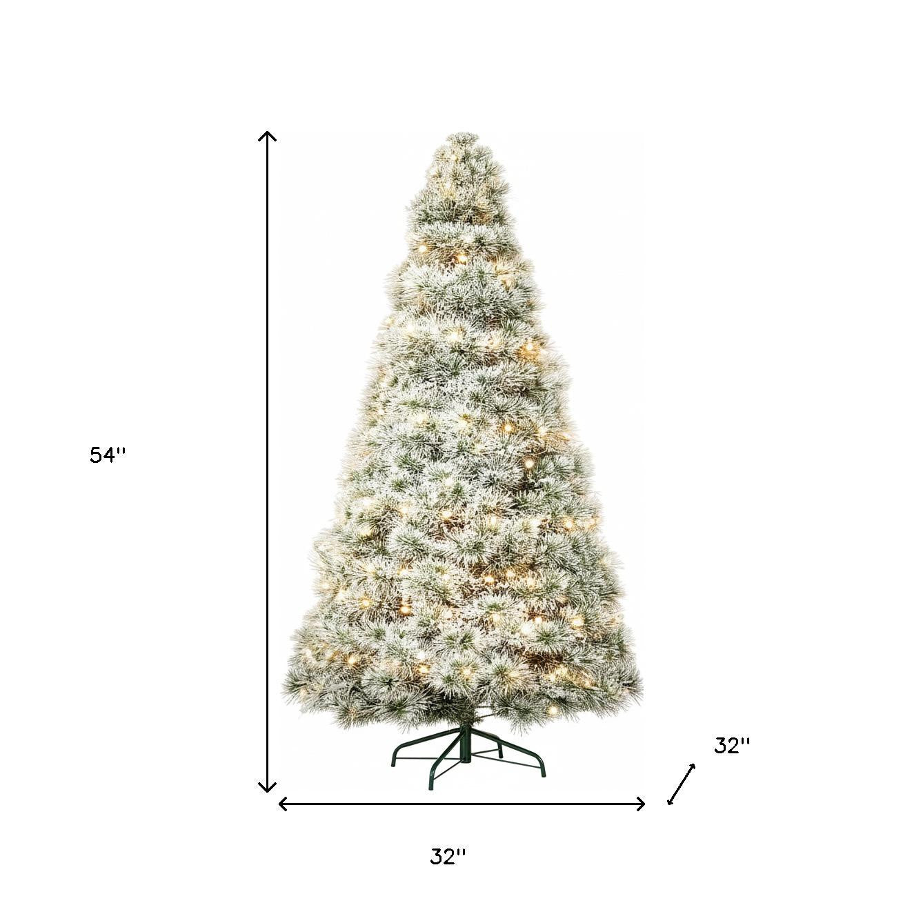 4.5' White Pre Lit Full Spruce Christmas Tree With Decorations-5