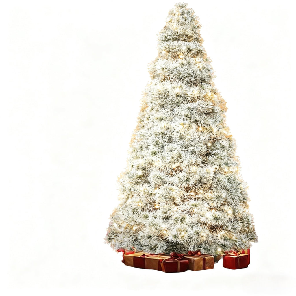 4.5' White Pre Lit Full Spruce Christmas Tree With Decorations-1