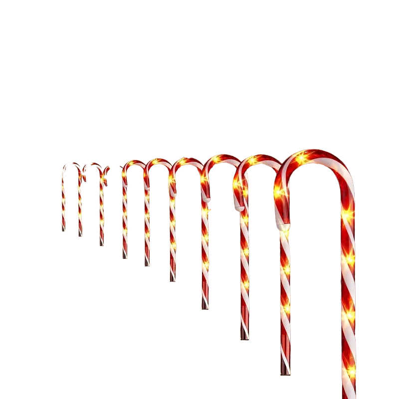 Set of 5 Solar-Powered Candy Cane Pathway Lights-0