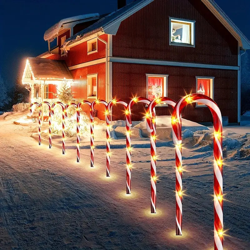 Set of 5 Solar-Powered Candy Cane Pathway Lights-1