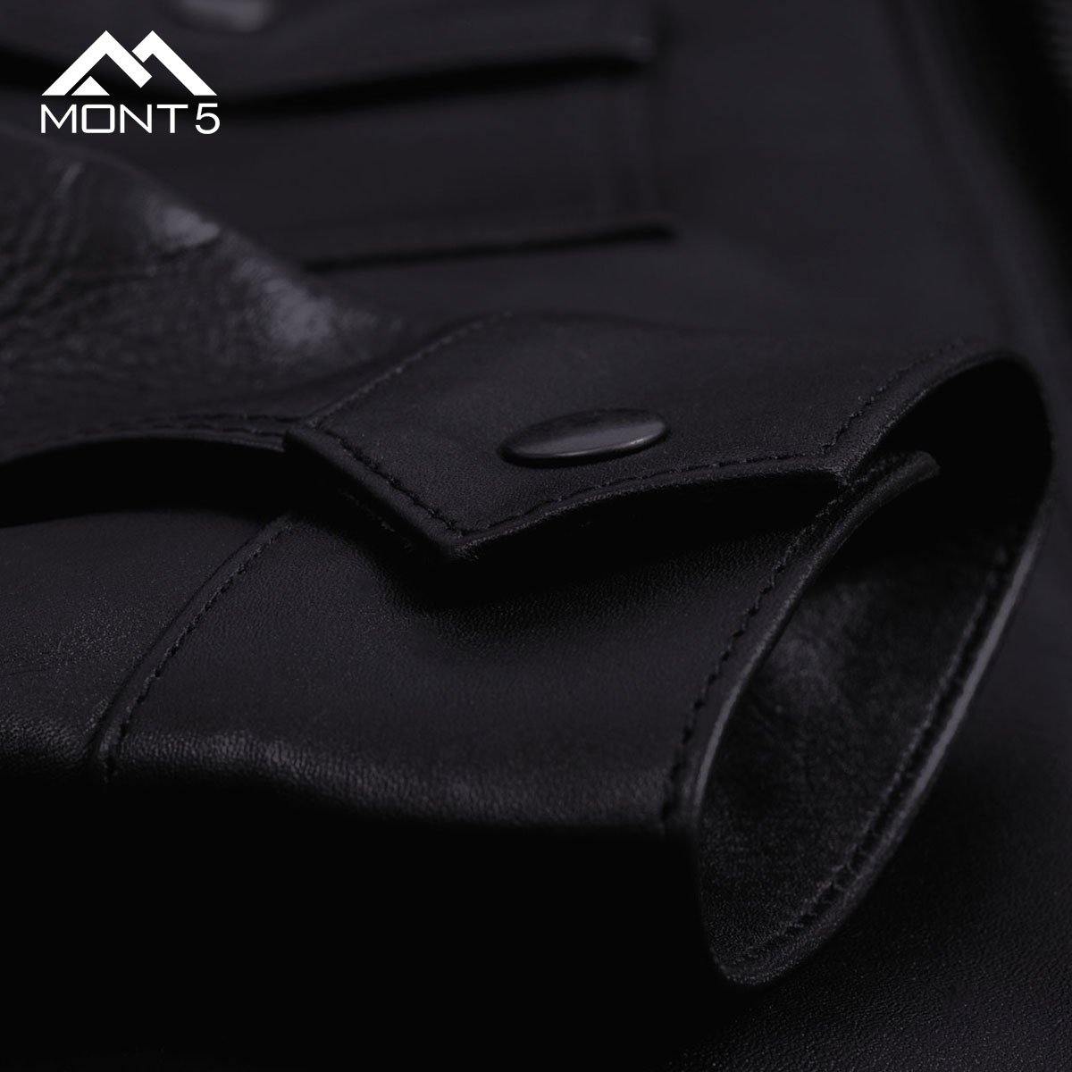 MONT5  Diran Men Black Classic Leather Jacket with Shirt Collar-4