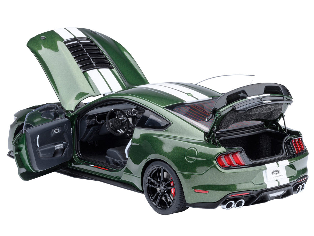 Ford Mustang Shelby GT500 Eruption Green Metallic with White Stripes 1/18 Model Car by Autoart