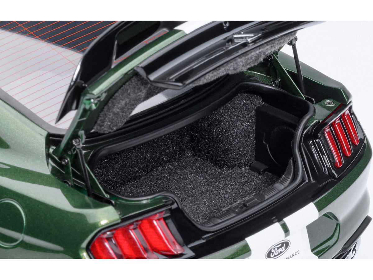 Ford Mustang Shelby GT500 Eruption Green Metallic with White Stripes 1/18 Model Car by Autoart