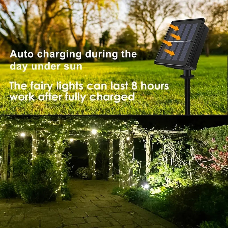 Solar-Powered Waterproof Fairy Lights - Outdoor Garden Decor with 8 Lighting Patterns-1