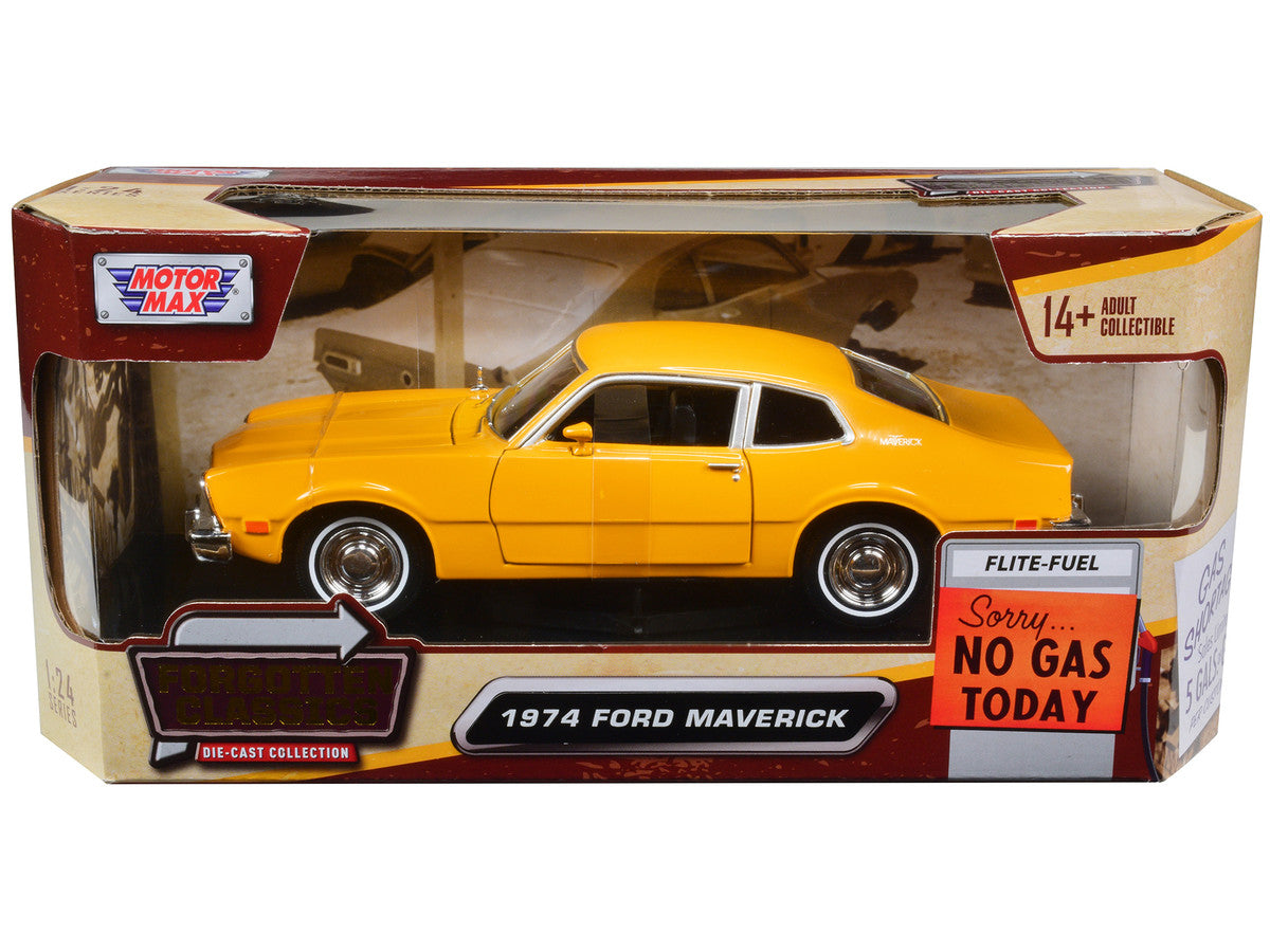 1974 Ford Maverick Yellow "Forgotten Classics" 1/24 Diecast Model Car by Motormax-0