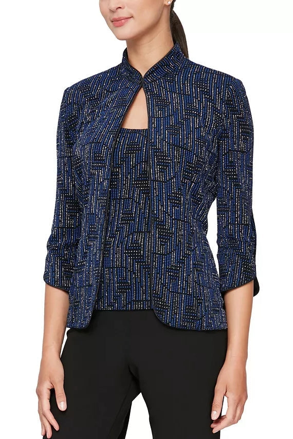 Alex Evenings Women 3/4-Sleeve Mandarin Collar Jacket & Scoop Neck Tank Top Twinset