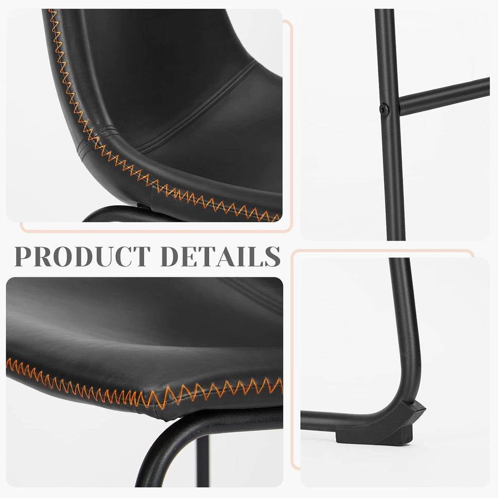 Industrial Faux Leather Bar Stools Set of Two-4