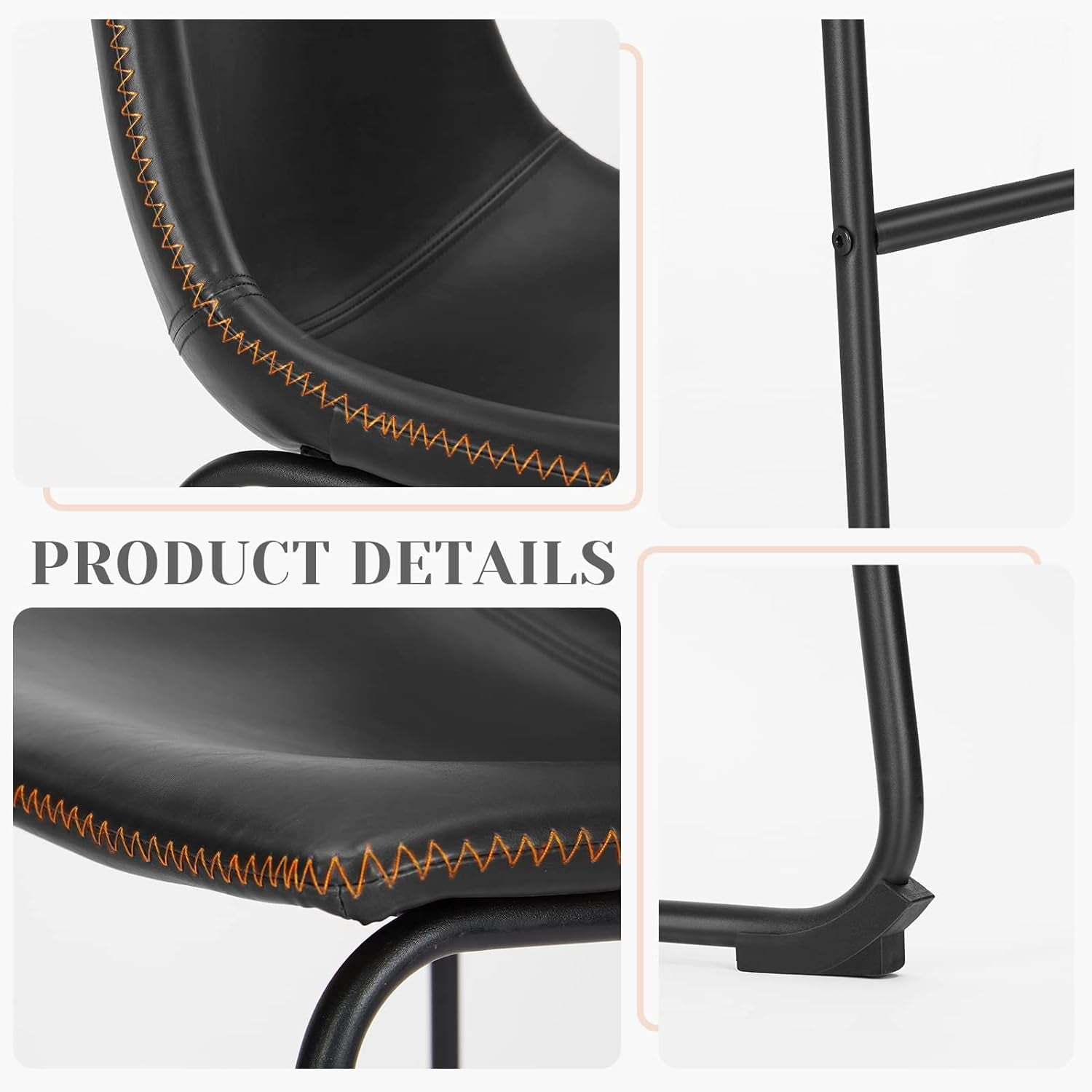 Industrial Faux Leather Bar Stools Set of Two-4