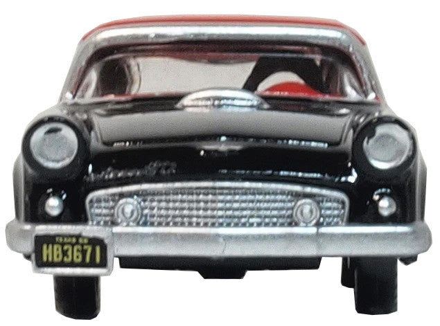 1956 Ford Thunderbird Raven Black with Fiesta Red Top 1/87 (HO) Scale Diecast Model Car by Oxford Diecast-2