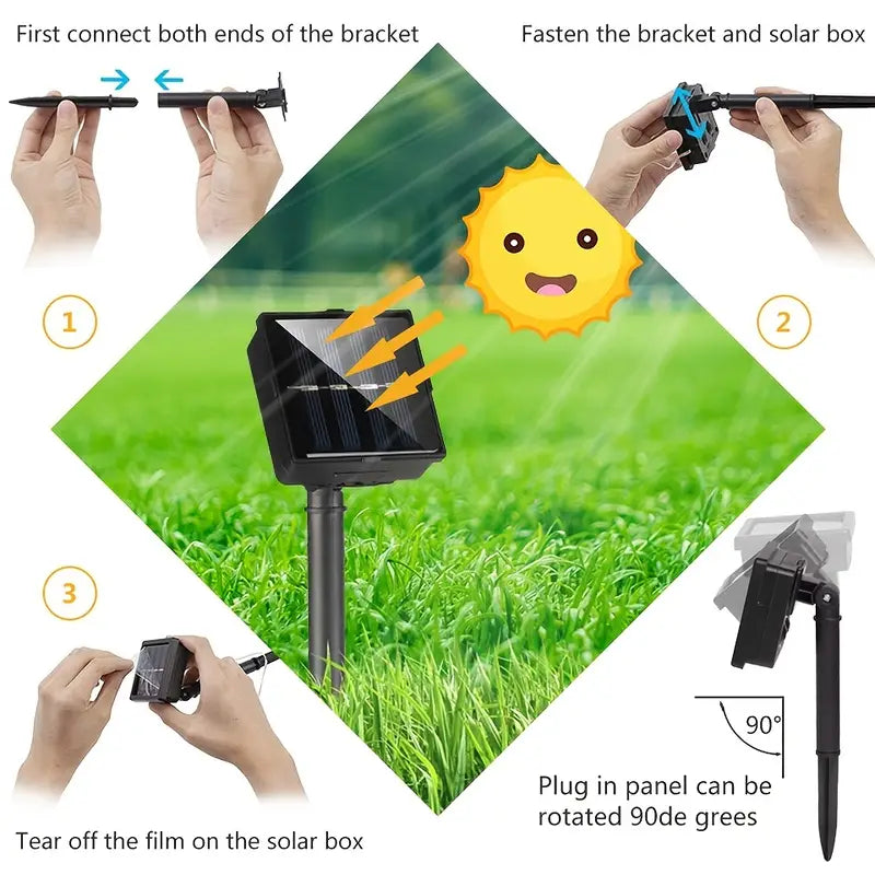 Solar-Powered Waterproof Fairy Lights - Outdoor Garden Decor with 8 Lighting Patterns-3