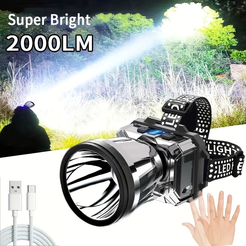 Super Bright USB Rechargeable Camping Headlight-1