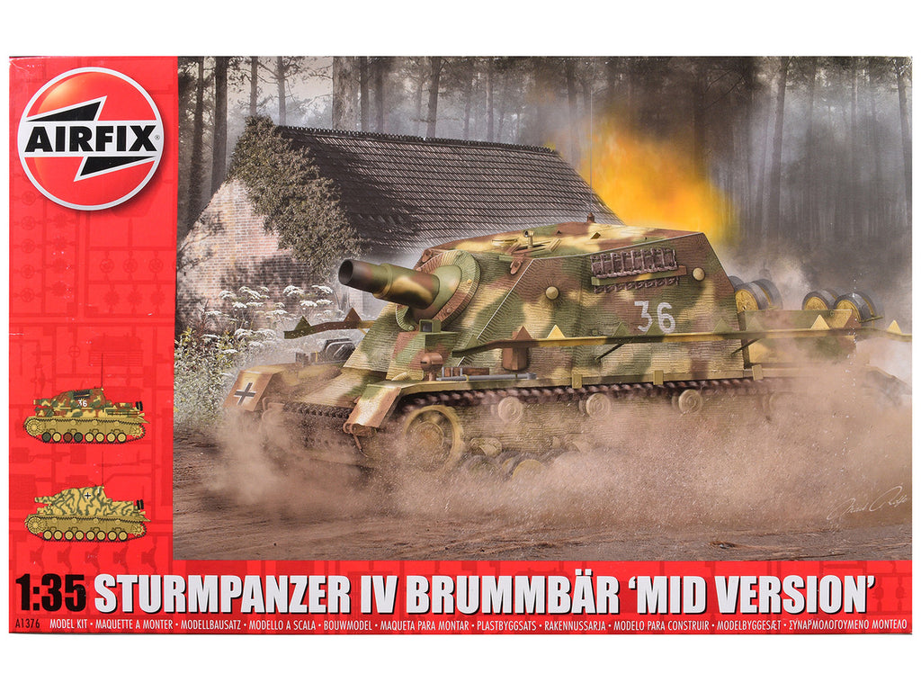 Level 3 Model Kit Sturmpanzer IV Brummbar "Mid Version" Tank with 2 Scheme Options 1/35 Plastic Model Kit by Airfix-0