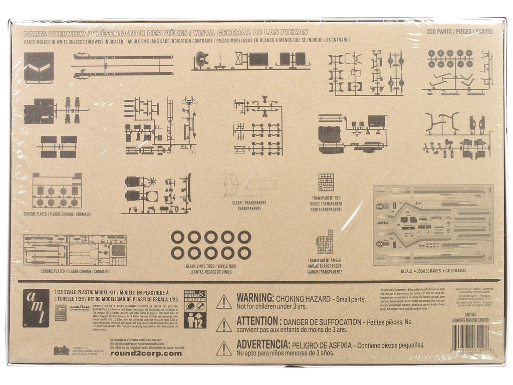 Skill 3 Model Kit Kenworth Aerodyne Cabover Truck Tractor 1/25 Scale Model by AMT-3