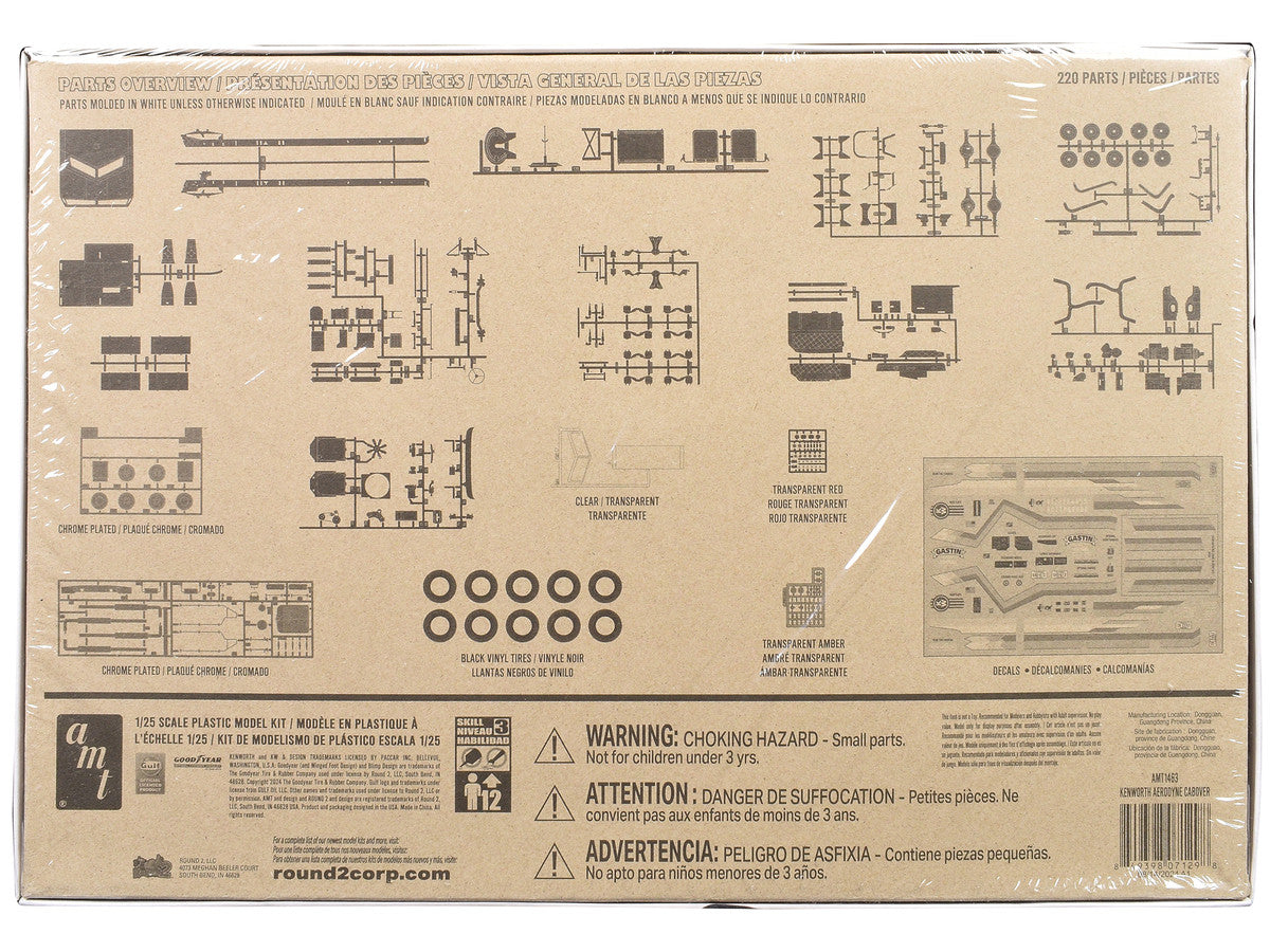 Skill 3 Model Kit Kenworth Aerodyne Cabover Truck Tractor 1/25 Scale Model by AMT-3