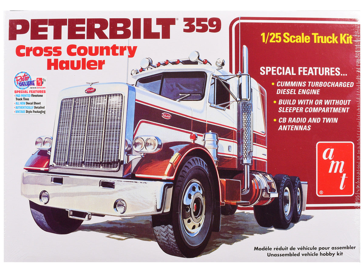 Skill 3 Model Kit Peterbilt 359 "Cross Country Hauler" 1/25 Scale Model by AMT