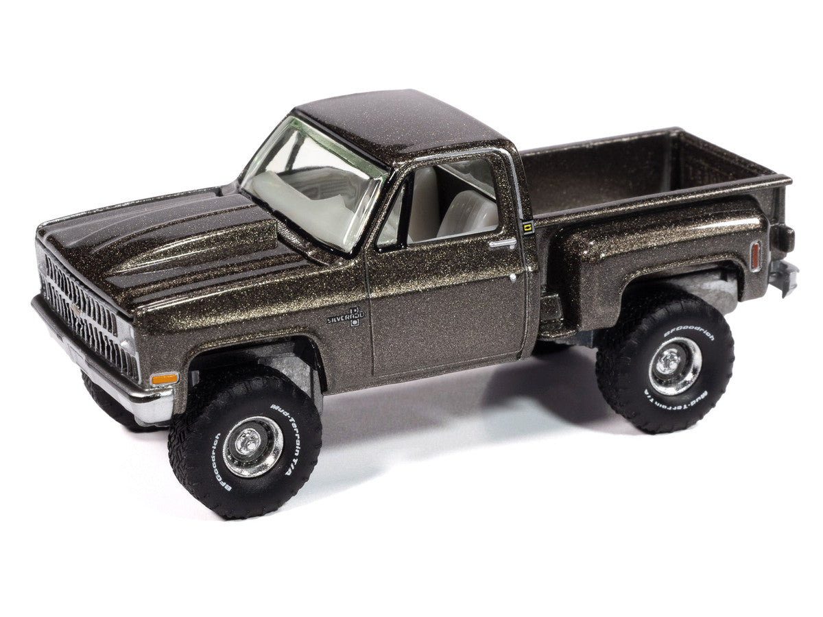 1981 Chevrolet Silverado Stepside Pickup Truck Graystone Metallic "Muscle Trucks" Series 1/64 Diecast Model Car by Auto World-1