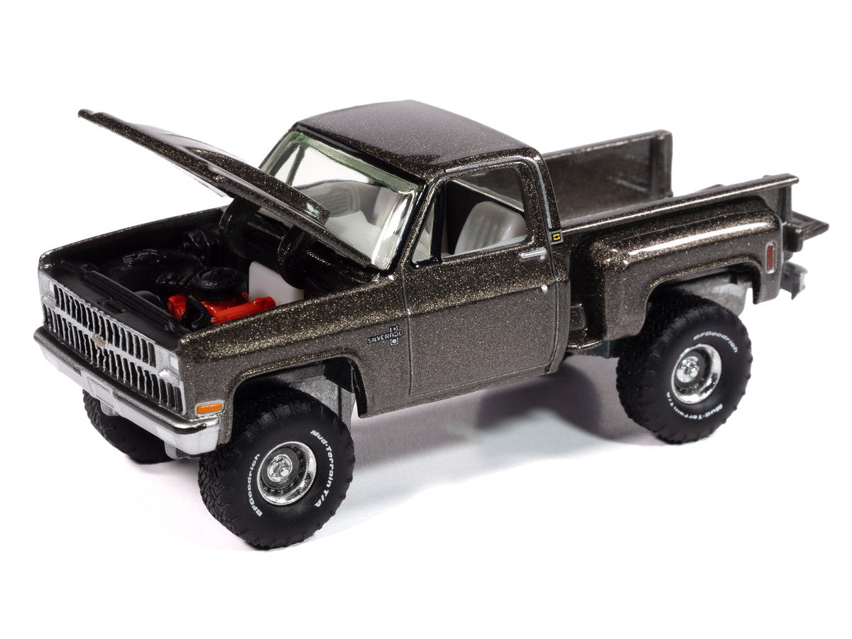 1981 Chevrolet Silverado Stepside Pickup Truck Graystone Metallic "Muscle Trucks" Series 1/64 Diecast Model Car by Auto World-0