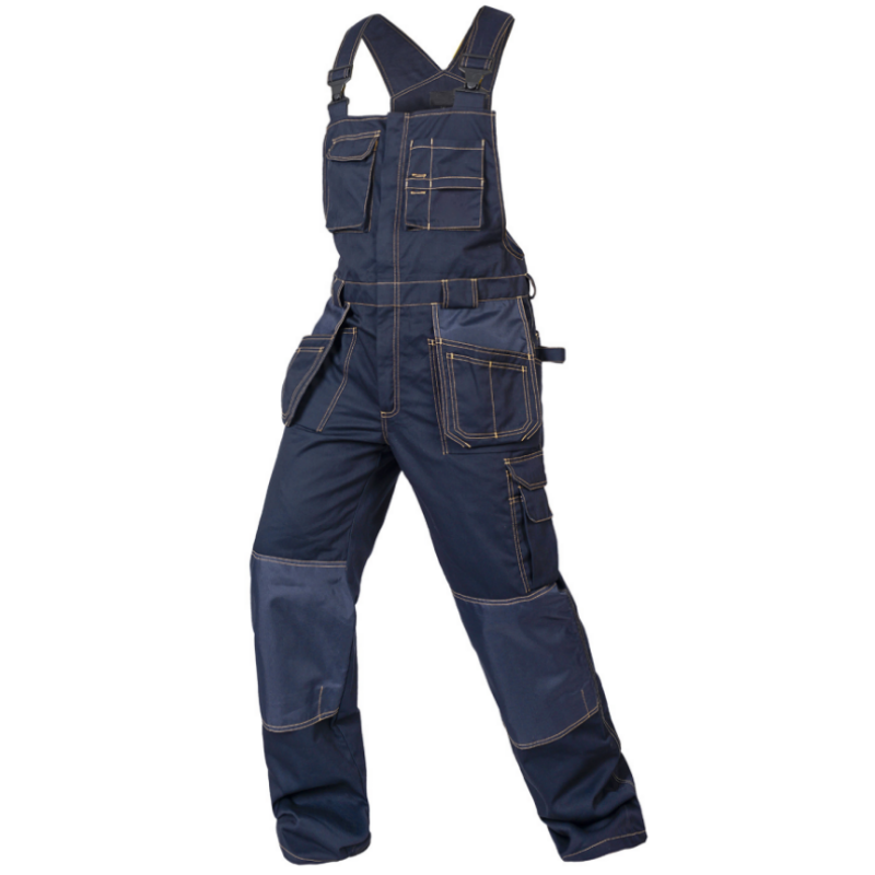 Polyester Bib Overalls for Mechanics with Pockets & Installable Knee Pads