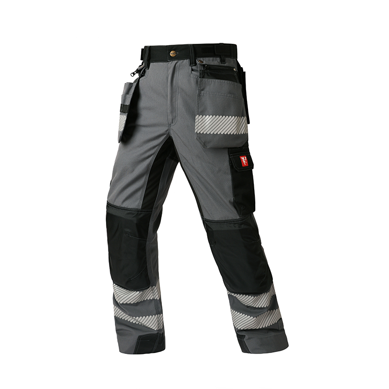 Stretchy Work Pants with Reflective Strips & Detachable Knee Pad Pockets – Cotton Blend [B265]